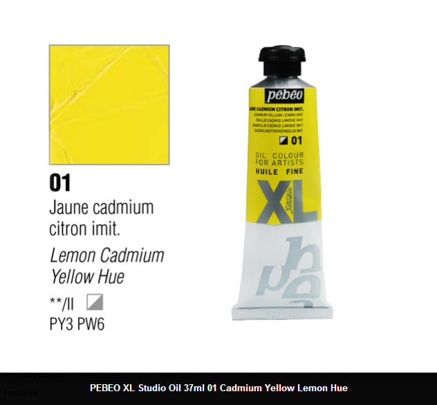 انبوابة زيت XL بيبيو 37 مللي  Lemon Cadmium Yellow Imit-01