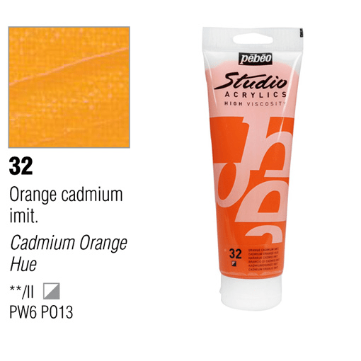 انبوابة اكريلك 100مللي بيبيو -   32 Cadmium Orange Hue