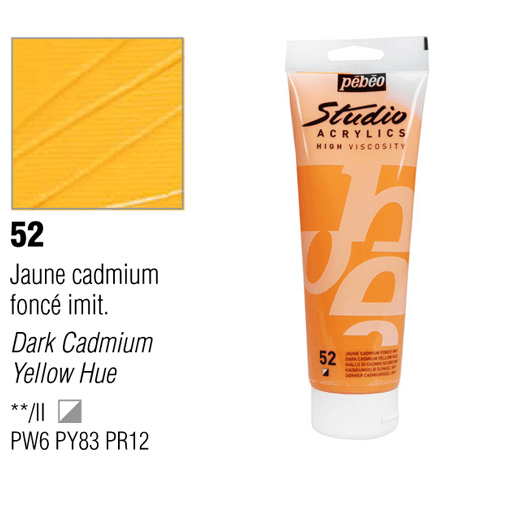 انبوابة اكريلك 100مللي بيبيو - 52 Dark Cadmium Yellow Hue