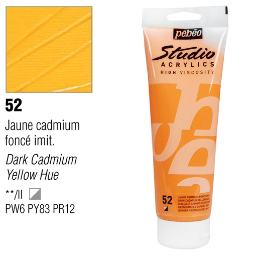 انبوابة اكريلك 250 مللي بيبيو  52 Dark Cadmium Yellow Hue