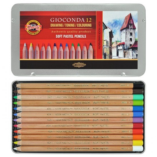 طقم 12 لون الوان سوفت باستيل اقلامKOH-I-NOOR : GIOCONDA SOFT ARTIST PASTEL PENCILS