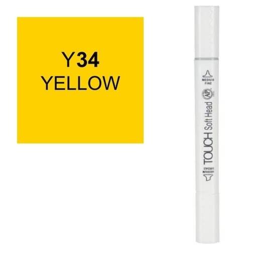 قلم ماركر تاتش برأس لين مزدوج  Yellow-Y34