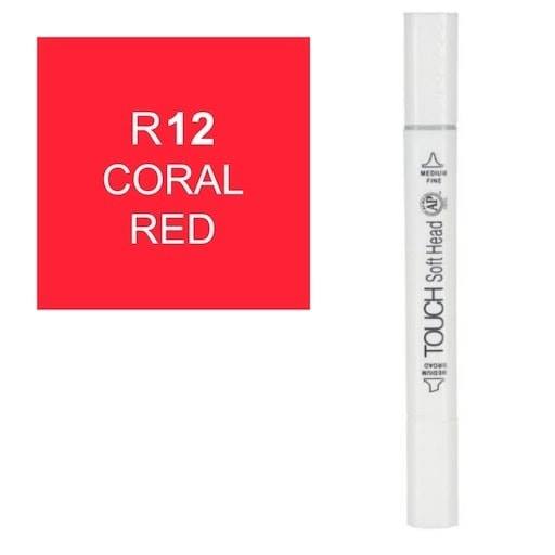 قلم ماركر تاتش برأس لين مزدوج Coral Red-R12