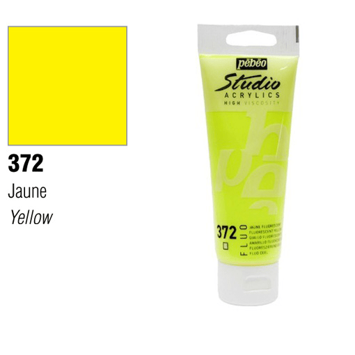 انبوابة اكريلك بيبيو 100مللي اصفر فسفوري رقم Fluorescent Yellow 372